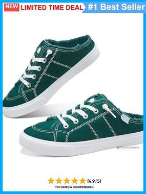 Canvas Mules Memory Foam Slip-On Clipper Sneakers Comfortable Backless Shoes